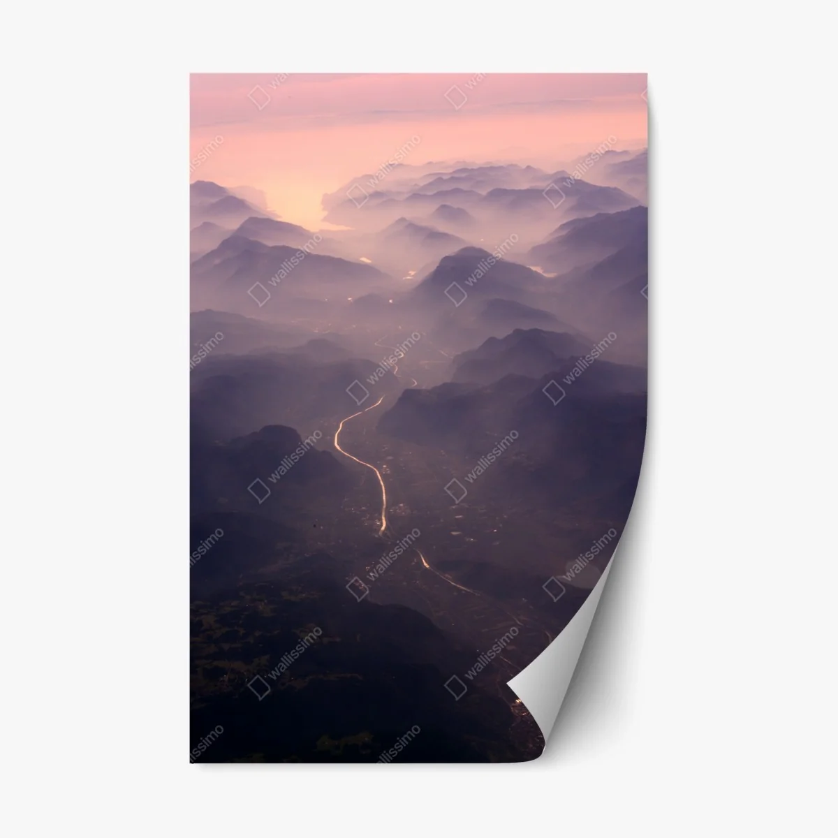 Pegatina reposicionable paisaje aéreo de montañas y río al amanecer – Pixers® Pegatina reposicionable paisaje aéreo de montañas y río al amanecer – Pixers®