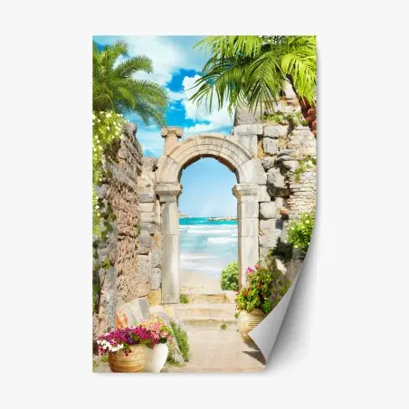 Pegatina reposicionable portal costero entre ruinas – Pixers®