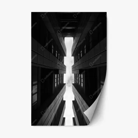 Pegatina reposicionable simetría arquitectónica en blanco y negro – Pixers®