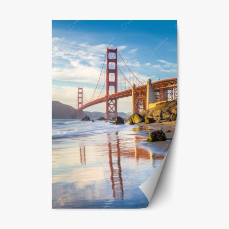 Pegatina reposicionable vistas del puente Golden Gate al atardecer en San Francisco – Pixers®