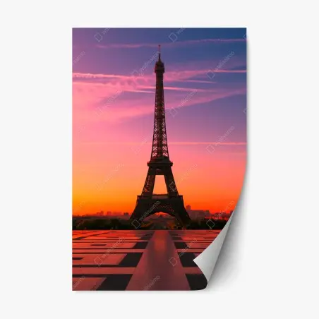 Pegatina reposicionable amanecer en la Torre Eiffel – Pixers®