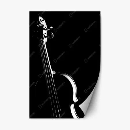 Pegatina reposicionable silueta de violín en blanco y negro – Pixers®