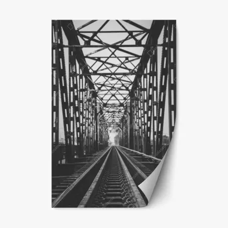 Pegatina reposicionable perspectiva del puente ferroviario antiguo – Pixers®