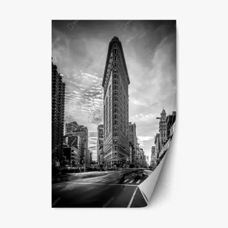 Pegatina reposicionable perspectiva del Flatiron en blanco y negro – Pixers®