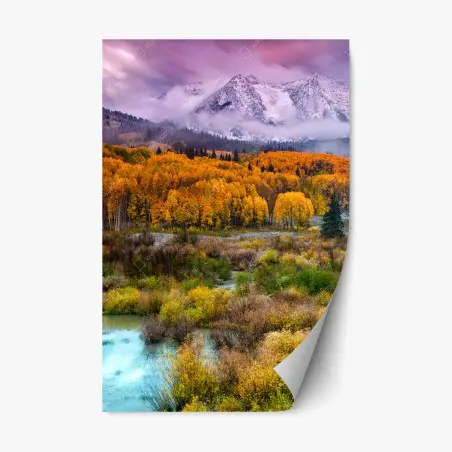 Pegatina reposicionable amanecer rosa sobre East Beckwith Mountain en Kebler Pass, Colorado – Pixers®