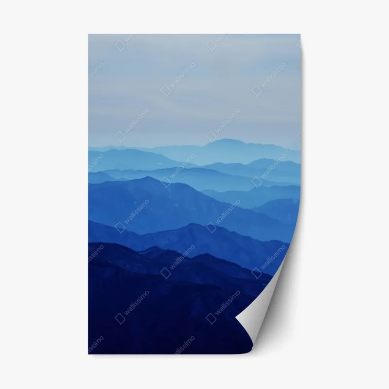 Pegatina reposicionable cordillera en capas azules