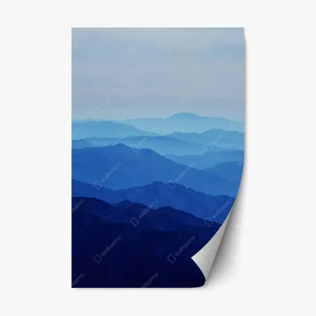Pegatina reposicionable cordillera en capas azules – Pixers®