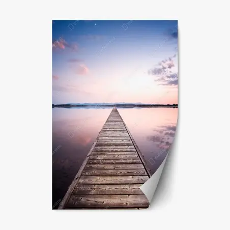 Pegatina reposicionable muelle hacia el horizonte al atardecer – Pixers®