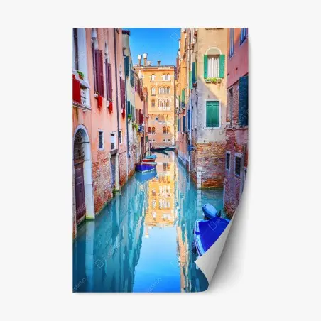 Pegatina reposicionable canal de Venecia con reflejos coloridos – Pixers®