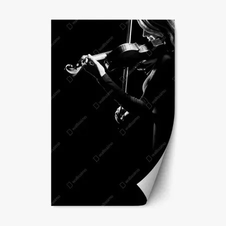 Pegatina reposicionable violín en contraluz: silueta musical – Pixers®