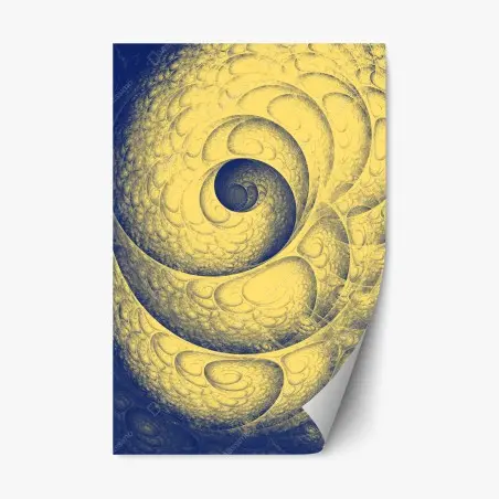 Pegatina reposicionable espiral fractal hipnótica en tonos amarillo y azul – Pixers®