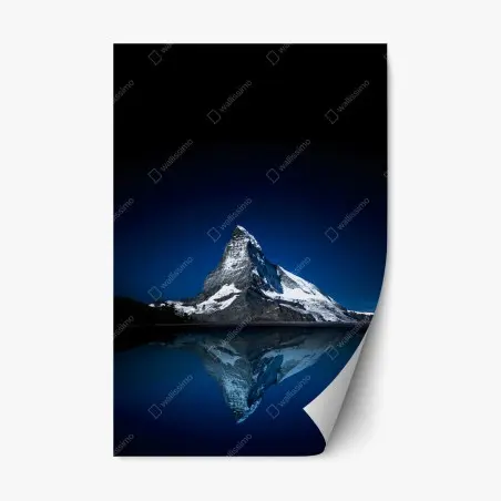 Pegatina reposicionable reflejo nocturno del Matterhorn sobre el lago – Pixers®