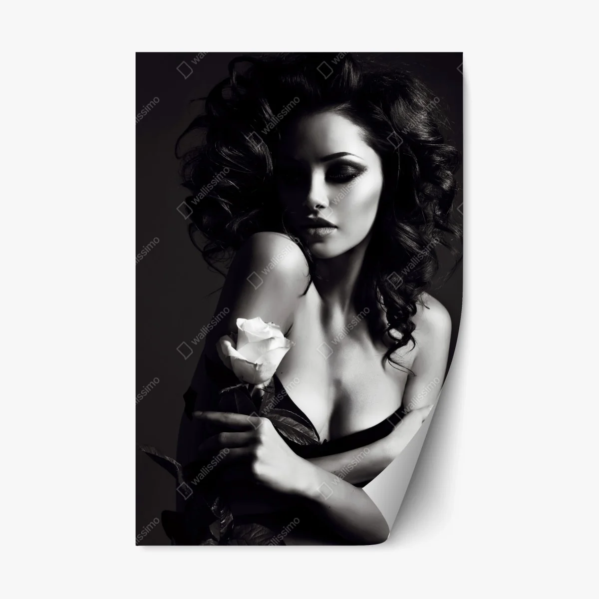 Pegatina reposicionable mujer con rosa en blanco y negro – Pixers® Pegatina reposicionable mujer con rosa en blanco y negro – Pixers®