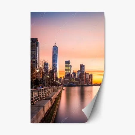 Pegatina reposicionable atardecer sobre Lower Manhattan – Pixers®