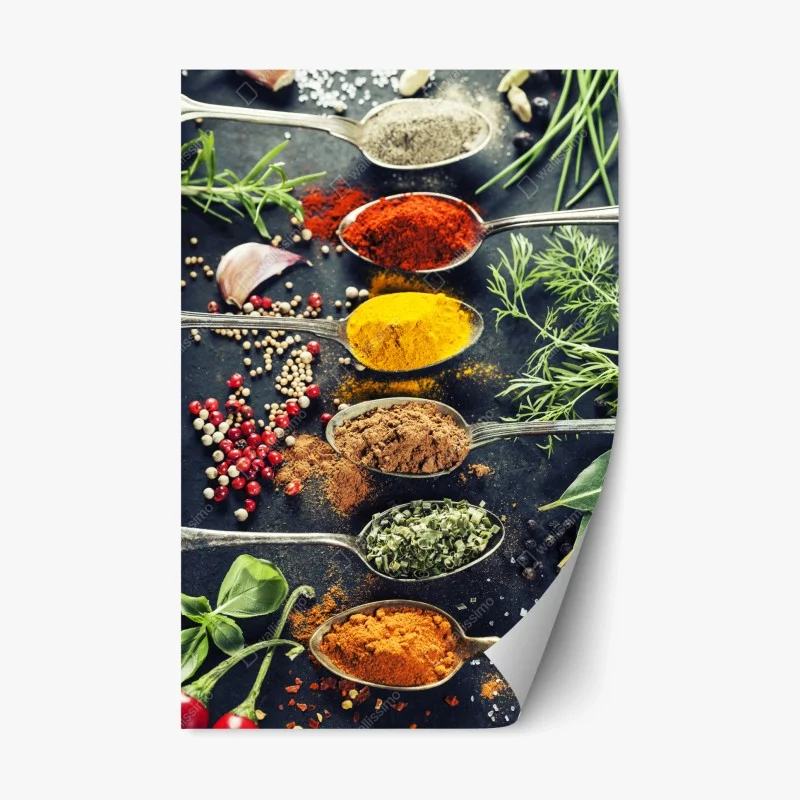 Pegatina reposicionable especias y hierbas: explosión de color culinario