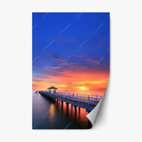 Pegatina reposicionable amanecer en el muelle – Pixers®