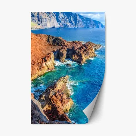 Pegatina reposicionable acantilados volcánicos en Punta Teno, Tenerife – Pixers®