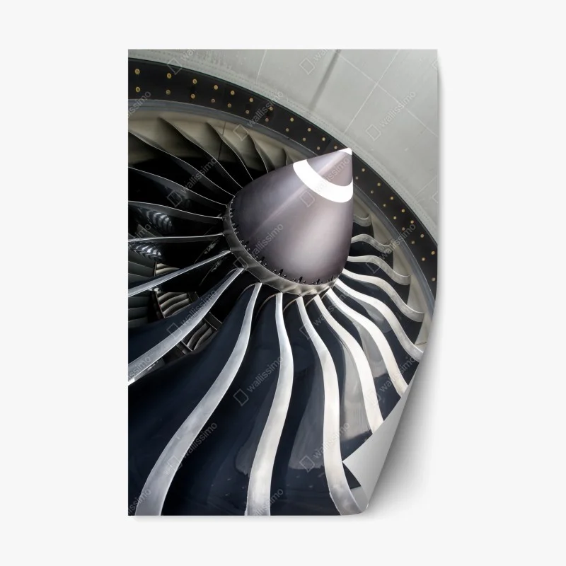 Pegatina reposicionable turbina en primer plano estética industrial