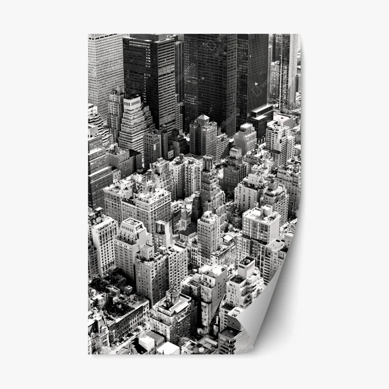 Pegatina reposicionable vista aérea en blanco y negro de Manhattan, Nueva York