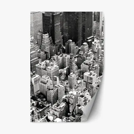 Pegatina reposicionable vista aérea en blanco y negro de Manhattan, Nueva York – Pixers®