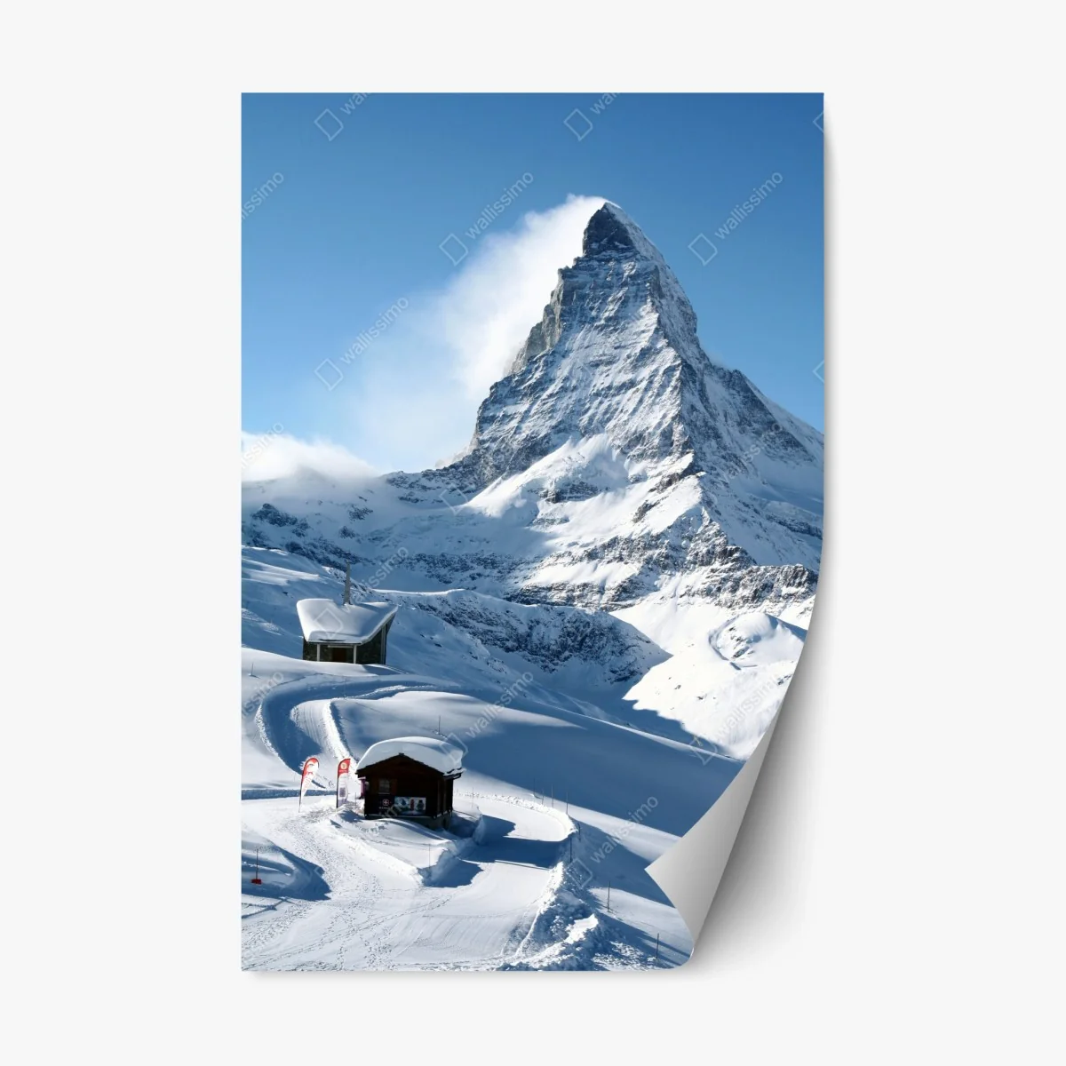 Pegatina reposicionable paisaje alpino nevado con pico majestuoso – Pixers® Pegatina reposicionable paisaje alpino nevado con pico majestuoso – Pixers®