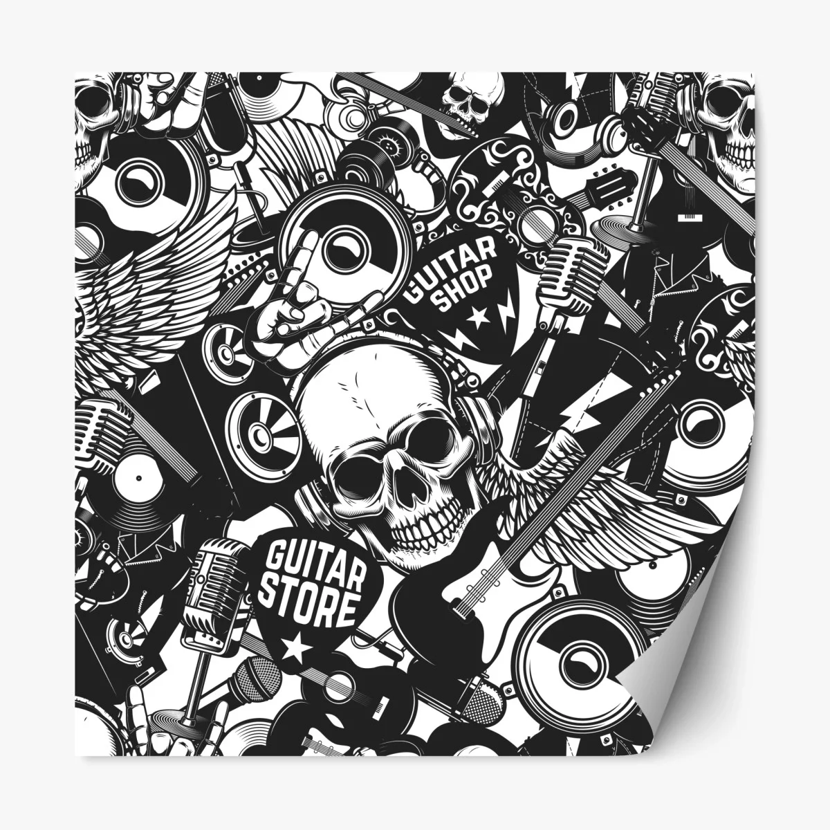 Pegatina reposicionable calavera rock y guitarras en diseño monocromo – Pixers® Pegatina reposicionable calavera rock y guitarras en diseño monocromo – Pixers®