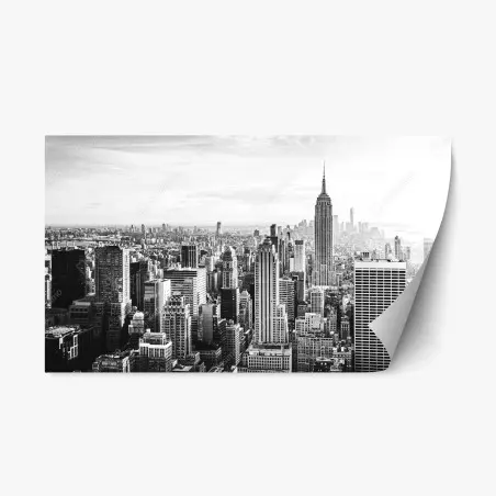 Pegatina reposicionable horizonte clásico de Nueva York en blanco y negro – Pixers®
