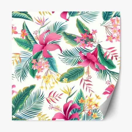 Pegatina reposicionable jardín tropical en colores vibrantes – Pixers®