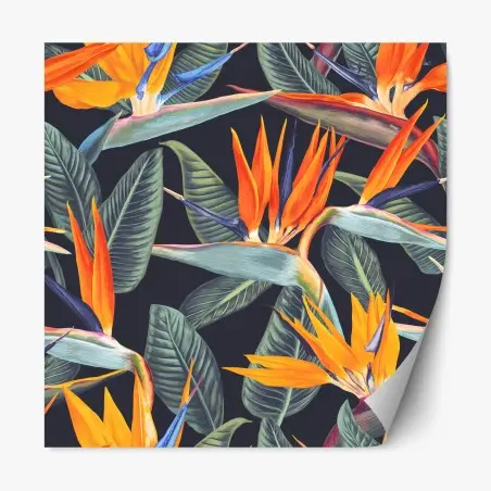Pegatina reposicionable diseño tropical de ave del paraíso en tonos vibrantes – Pixers®