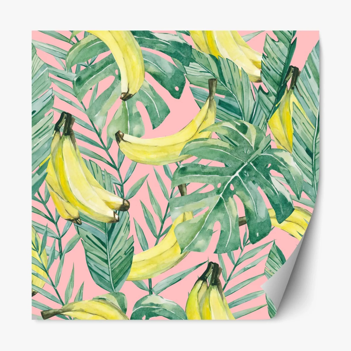 Pegatina reposicionable hojas tropicales y bananas en acuarela sobre fondo rosa – Pixers® Pegatina reposicionable hojas tropicales y bananas en acuarela sobre fondo rosa – Pixers®