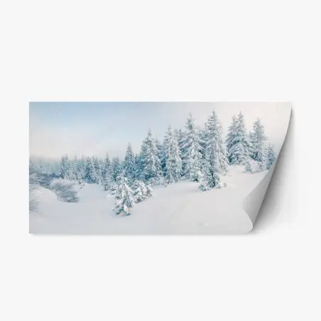 Pegatina reposicionable panorama invernal de bosque nevado – Pixers®