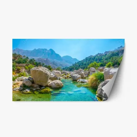 Pegatina reposicionable oasis montañoso de aguas cristalinas – Pixers®