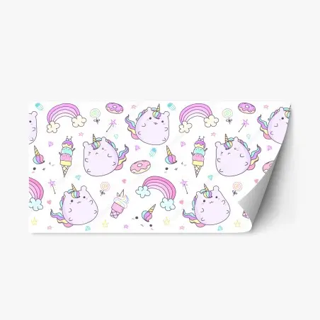 Pegatina reposicionable diseño infantil de unicornios kawaii y arcoíris – Pixers®