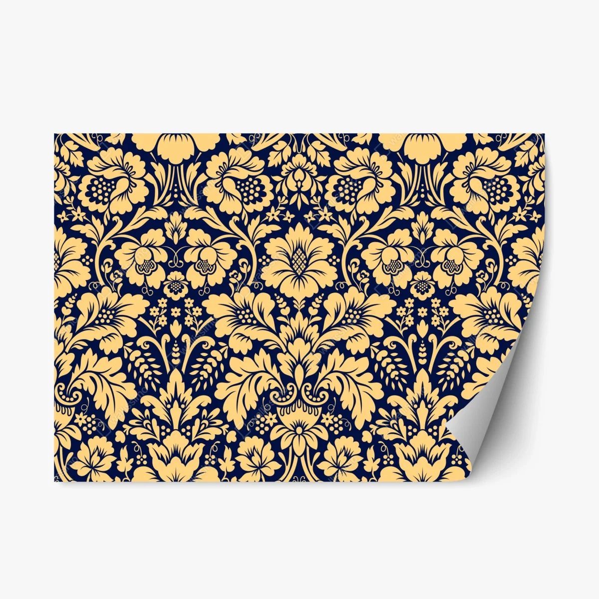 Pegatina reposicionable damasco floral elegante en azul marino y dorado – Pixers® Pegatina reposicionable damasco floral elegante en azul marino y dorado – Pixers®
