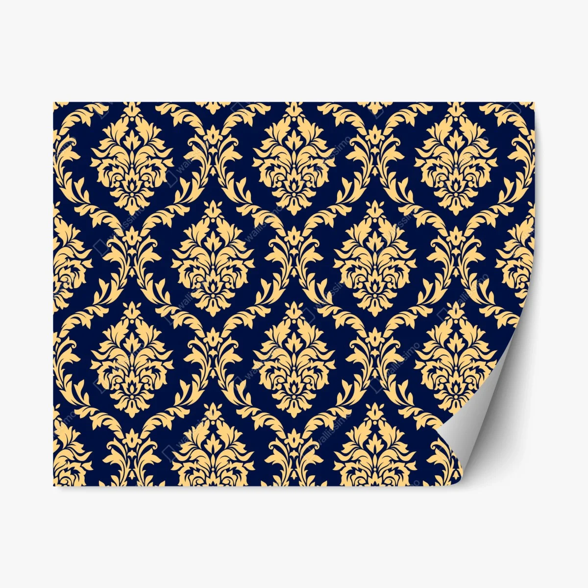 Pegatina reposicionable patrón damasco clásico en azul marino y dorado – Pixers® Pegatina reposicionable patrón damasco clásico en azul marino y dorado – Pixers®