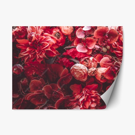 Pegatina reposicionable composición floral en tonos rojos – Pixers®