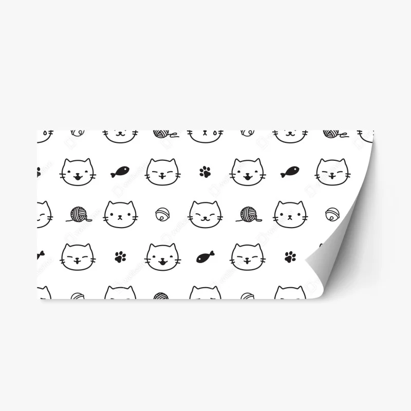 Pegatina reposicionable patrón de caritas de gato minimalista