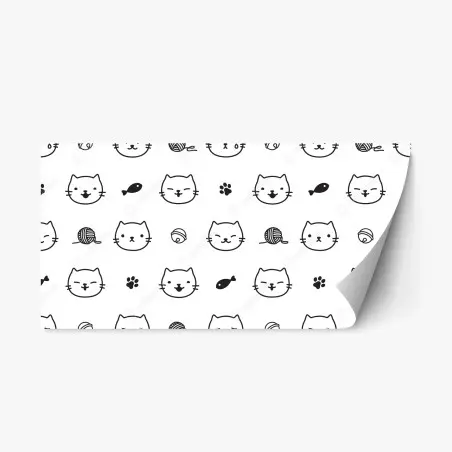 Pegatina reposicionable patrón de caritas de gato minimalista – Pixers®