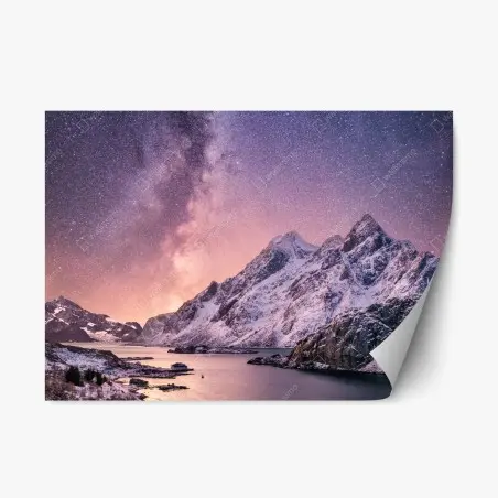 Pegatina reposicionable vía láctea sobre fiordo nevado – Pixers®