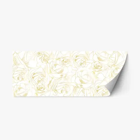 Pegatina reposicionable patrón de rosas doradas sobre fondo blanco – Pixers®