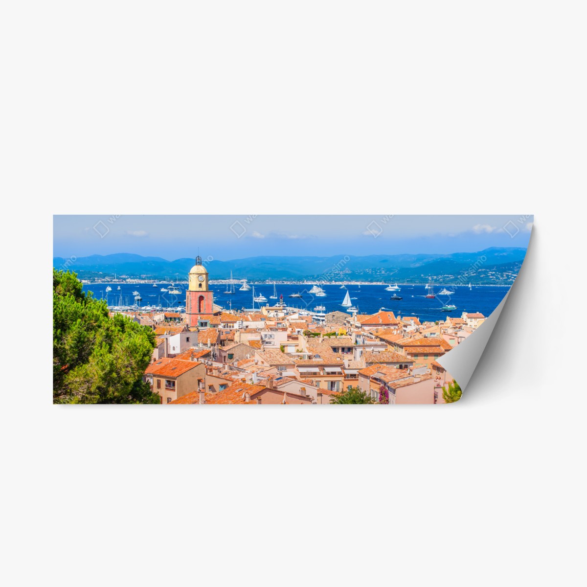 Pegatina reposicionable panorama mediterráneo de Saint-Tropez – Pixers®
