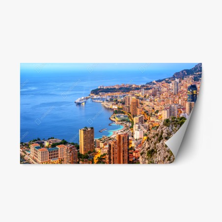 Pegatina reposicionable atardecer sobre Mónaco y Montecarlo – Pixers®