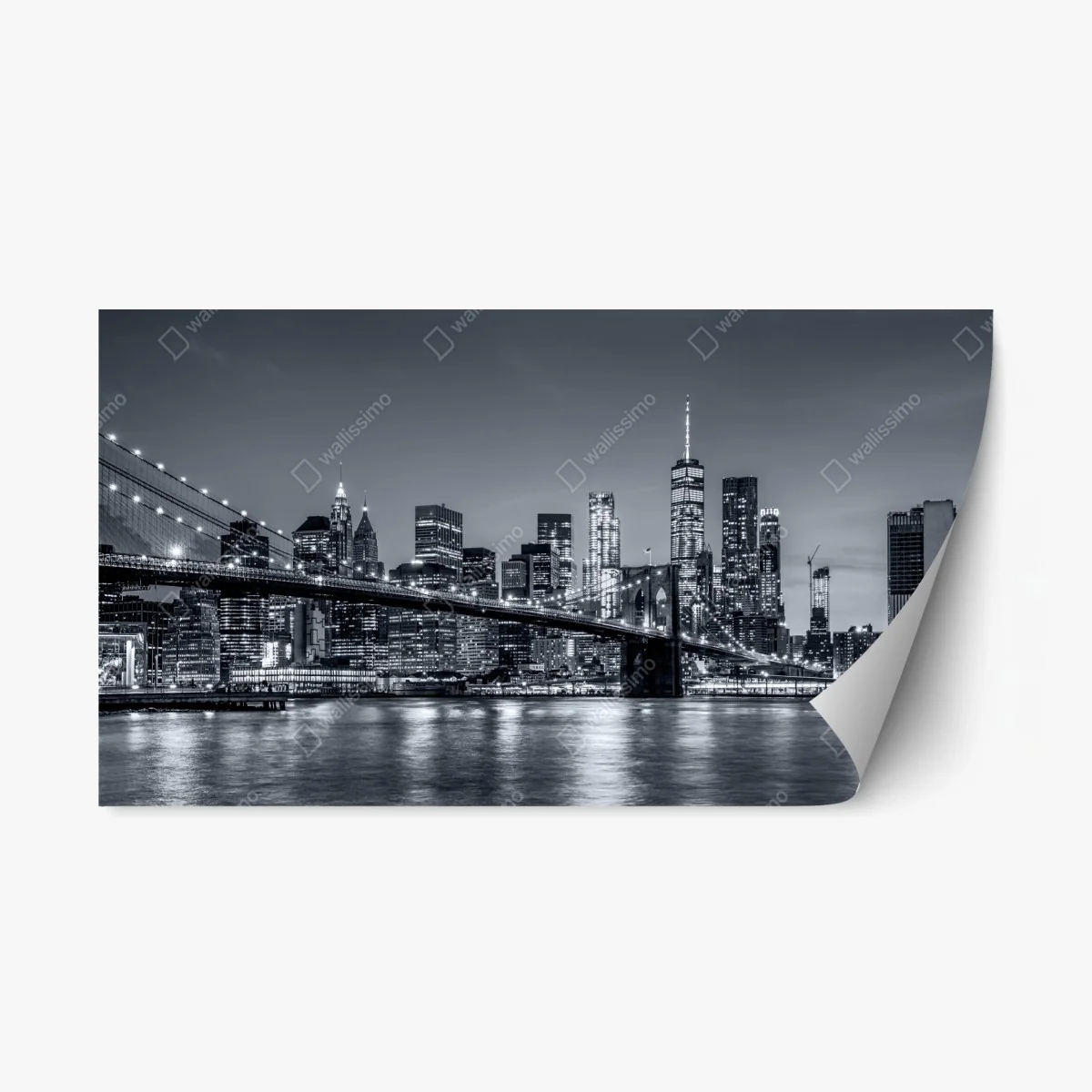 Pegatina reposicionable panorama nocturno de Nueva York: Manhattan y puente de Brooklyn – Pixers® Pegatina reposicionable panorama nocturno de Nueva York: Manhattan y puente de Brooklyn – Pixers®