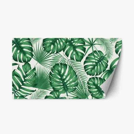 Pegatina reposicionable patrón tropical de hojas verdes – Pixers®