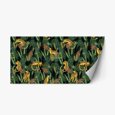 Pegatina reposicionable patrón selvático de leopardos dorados – Pixers®