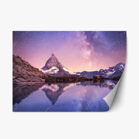 Pegatina reposicionable reflejo nocturno en Matterhorn – Pixers®