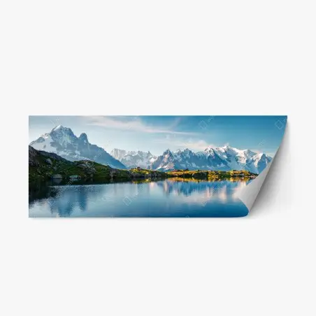 Pegatina reposicionable panorámica de Lac Blanc con Mont Blanc – Pixers®