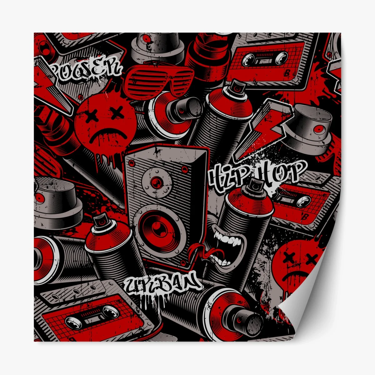 Pegatina reposicionable arte urbano graffiti hip hop en rojo y negro – Pixers® Pegatina reposicionable arte urbano graffiti hip hop en rojo y negro – Pixers®