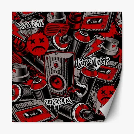 Pegatina reposicionable arte urbano graffiti hip hop en rojo y negro – Pixers®