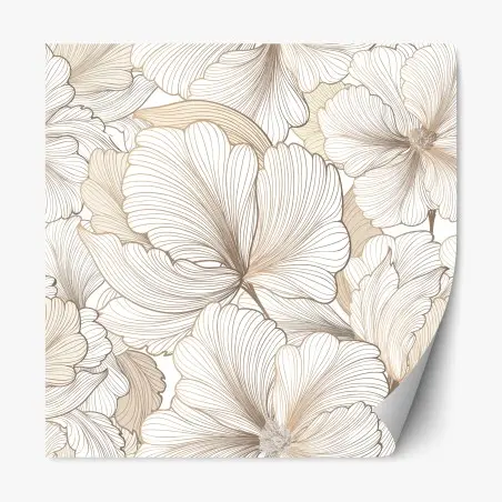 Pegatina reposicionable flores de líneas finas en tonos beige – Pixers®